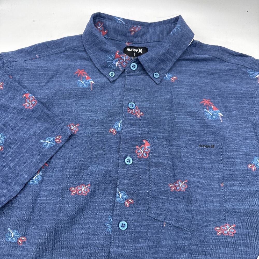 Hurley Men’s‎ Small Blue One and Only Shirt Stretch Floral Print Button Down New
